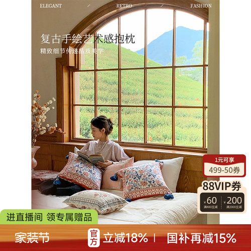 蜡笔派南岸抱枕中古风客厅沙发