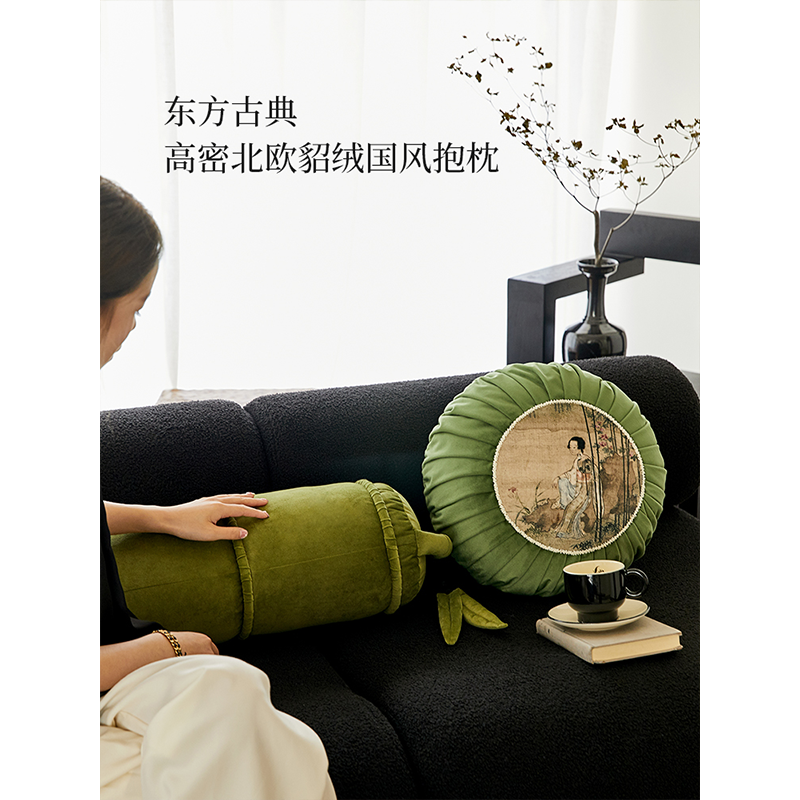 蜡笔派国画花鸟系列抱枕法式复古客厅沙发靠垫定制睡觉腰靠枕床头