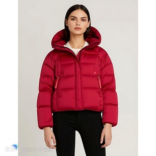 连帽宽松面包服加厚保暖外套6080 新款 白鹅绒羽绒服女短款 2025冬季