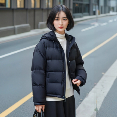 100锦纶填充90白鸭绒连帽羽绒服外套加厚保暖QS930