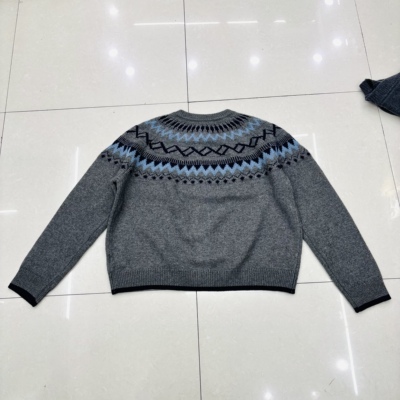 花纹羊毛外套复古提花毛衣宽松慵懒风开衫外套63290