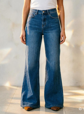 2026新款女装高腰显瘦牛仔裤女宽松喇叭裤休闲长裤子82089