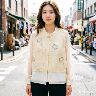 百搭显瘦国风缝钻马甲6737 时尚 2026春季 新款