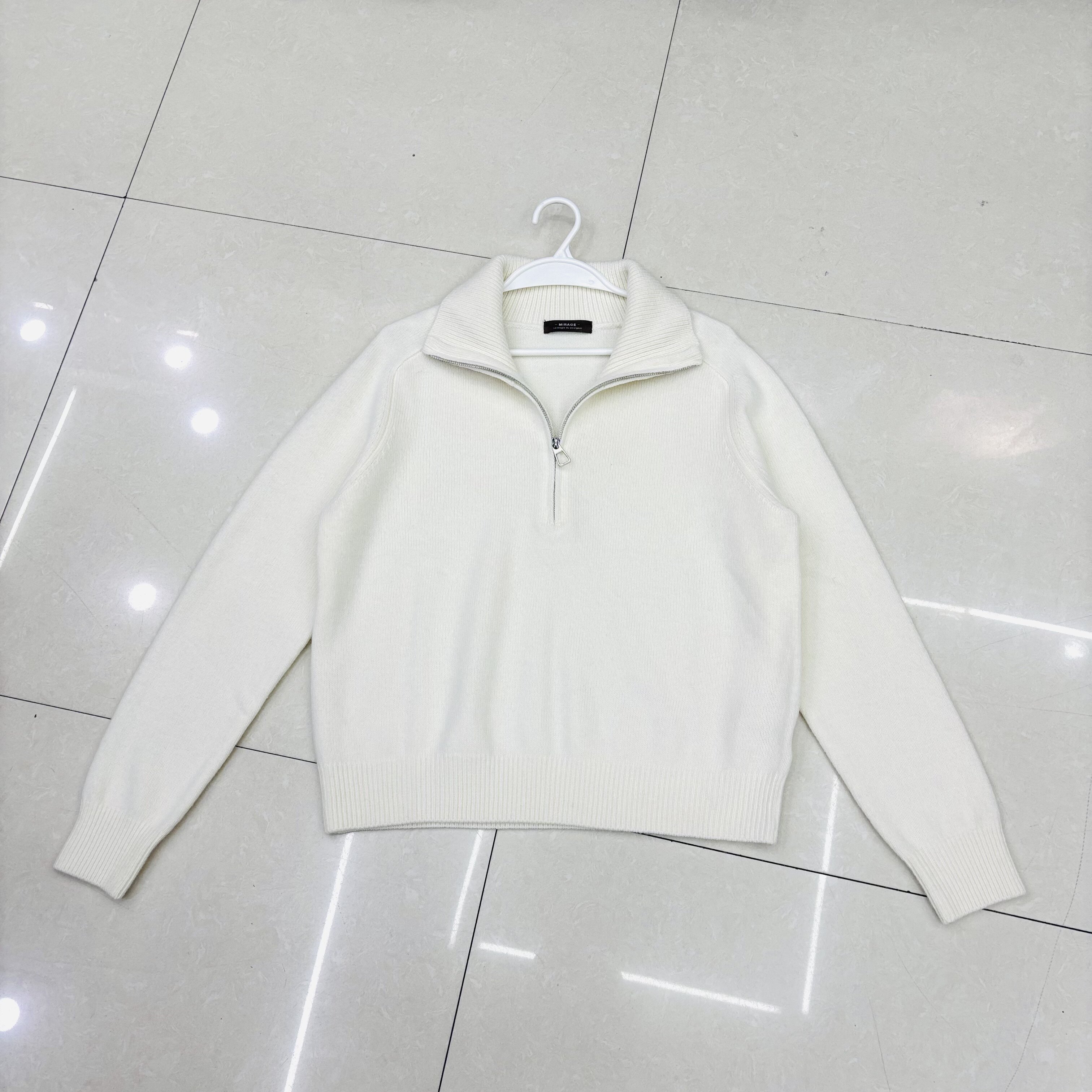 半拉链羊毛毛衣女秋冬设计感小众外穿宽松慵懒风针织衫上衣5528