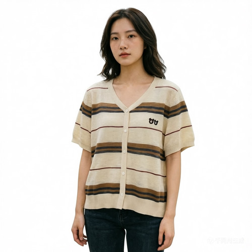 2026春季新款时尚百搭小熊刺绣显瘦短袖T恤女上衣潮97851