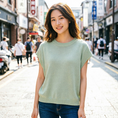 2026春季新款时尚百搭显瘦短袖针织衫女上衣潮26521