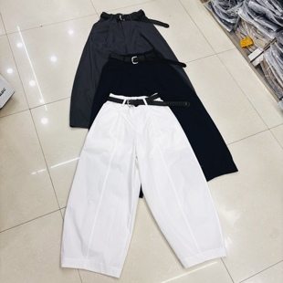 弯刀裤 女九分休闲裤 6068 气球裤 47棉49锦纶4氨纶高腰配腰带时尚