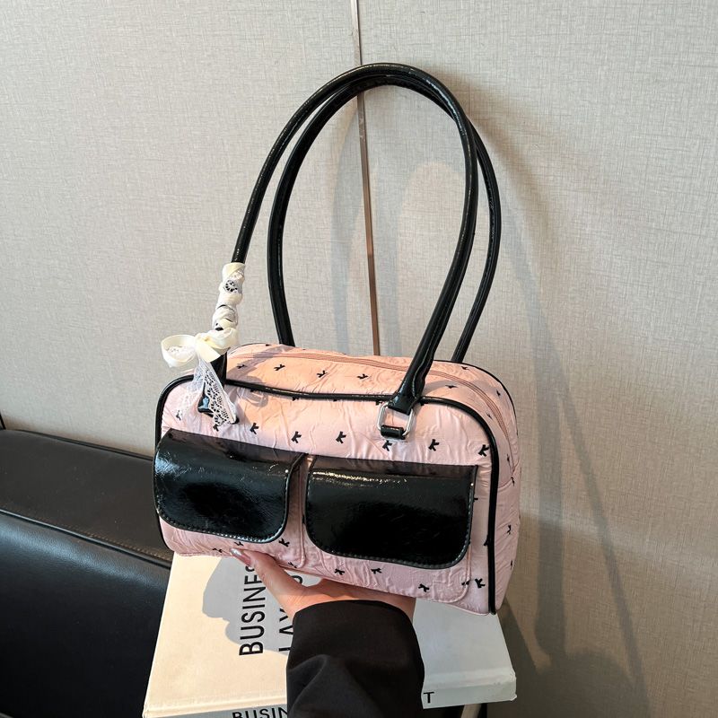 超火小众单肩腋下包手提波士顿包