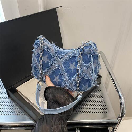 赫雅牛仔布腋下包超低价