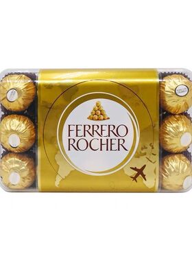 费列罗FERRERO金莎朱古力金莎巧克力T30-30粒盒375g