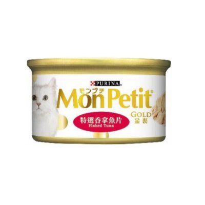MON PETIT 金装特选吞拿鱼片配方猫罐头85克滑滑的啫喱状外形成猫