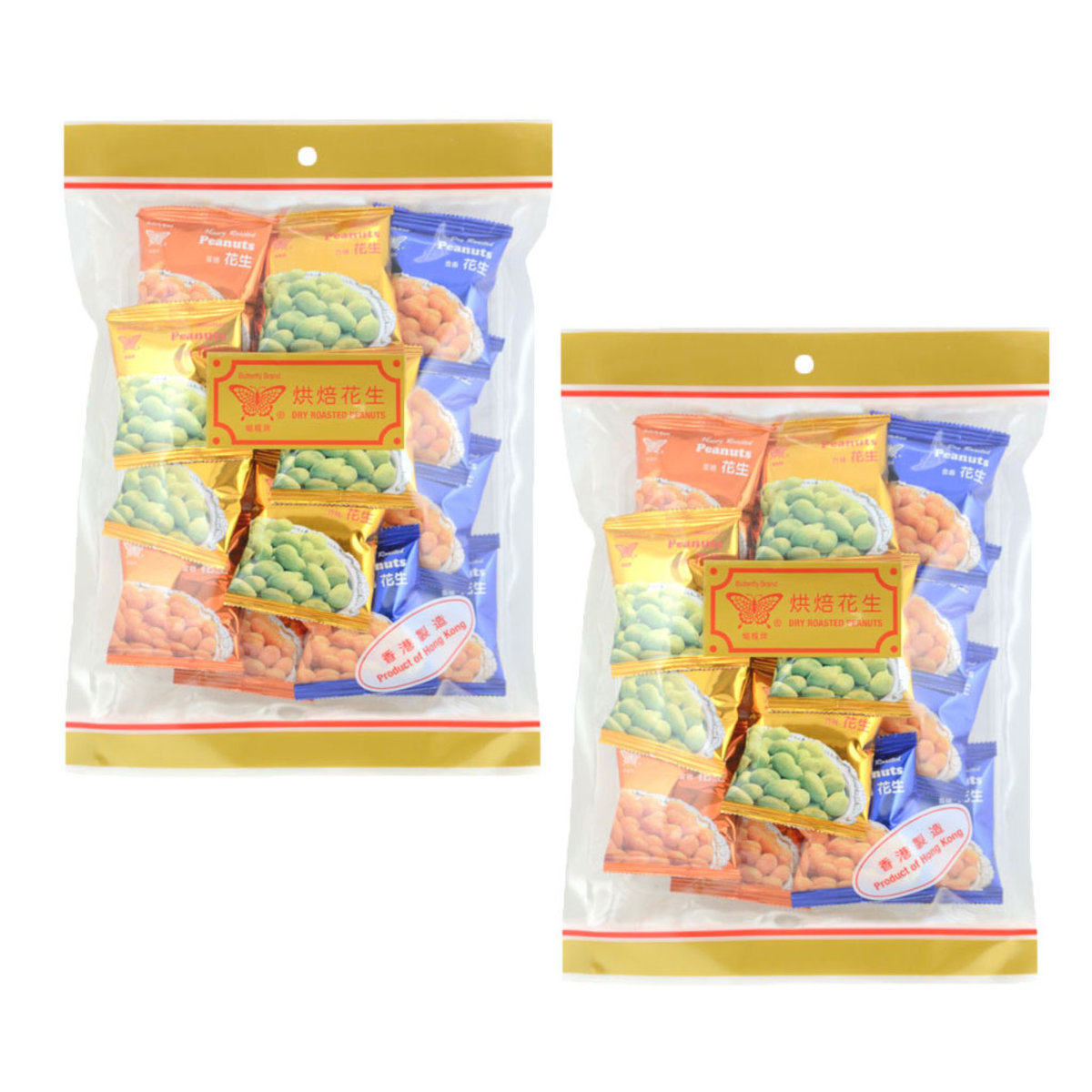 蝴蝶牌 香港杂锦花生210克x2包烘焙非油炸办公休闲下午茶零食坚果