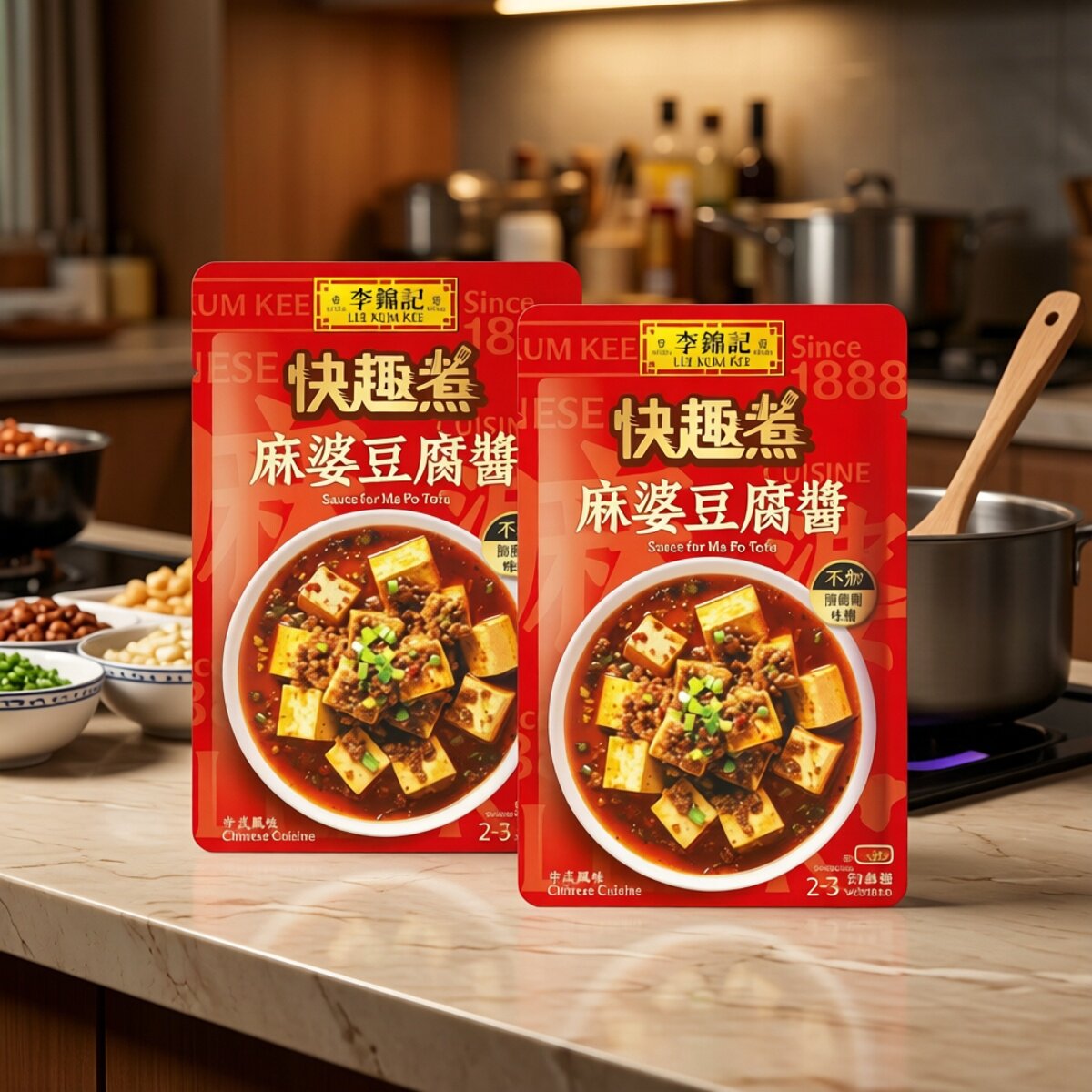 李锦记 优惠孖装快趣煮系列麻婆豆腐80g*2包烹饪调味煲煮料理酱包