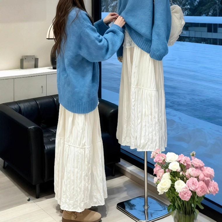 韩系一整套秋冬穿搭慵懒高级感小香风针织毛衣显瘦百搭半身裙套装