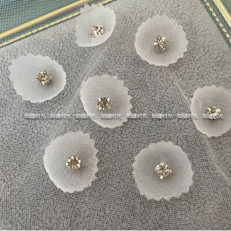 手缝钻花立体花朵花片花瓣新娘头饰品婚纱摄影服装辅料装饰贴花
