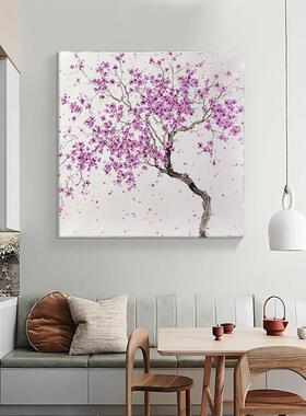 抽象紫色樱花树手工油画
