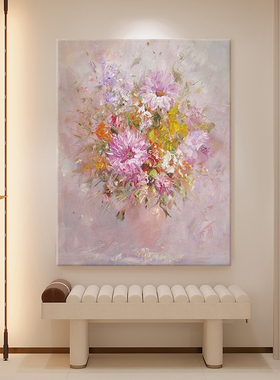 奶油风花卉纯手绘油画入