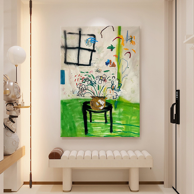 奶油风客厅装饰画抽象涂