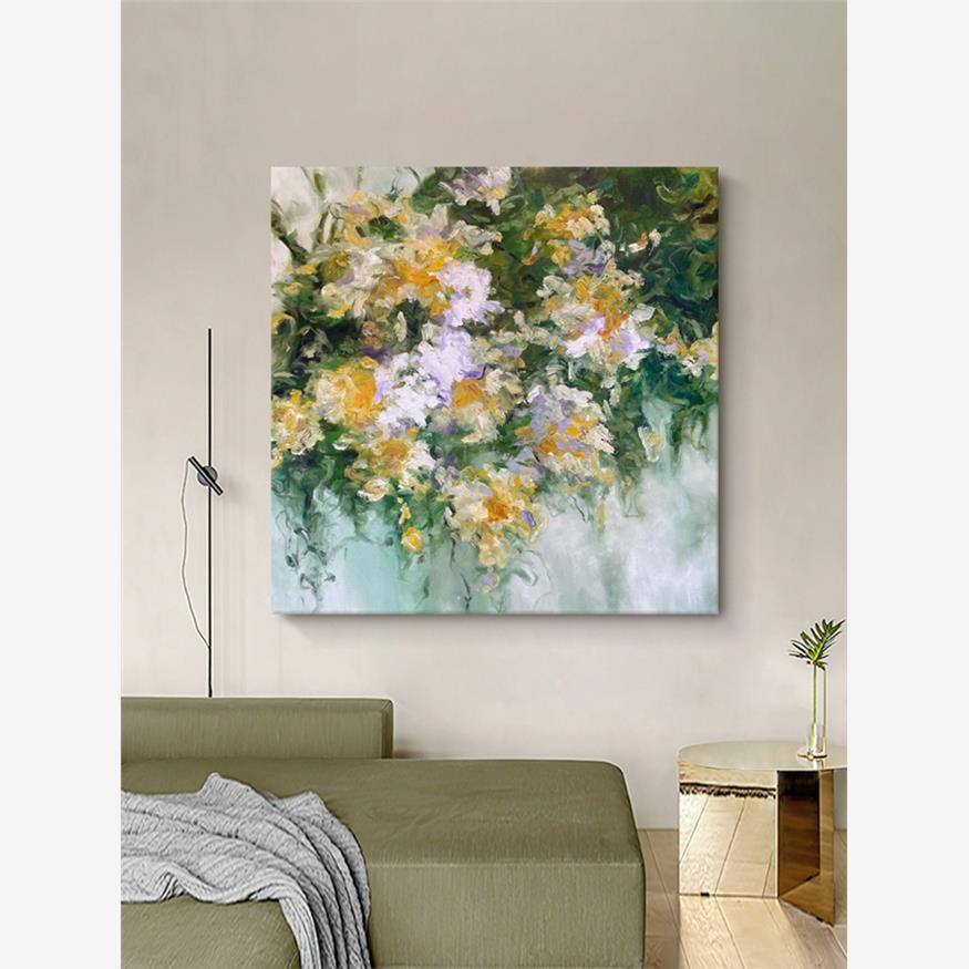 法式抽象花卉肌理画客厅