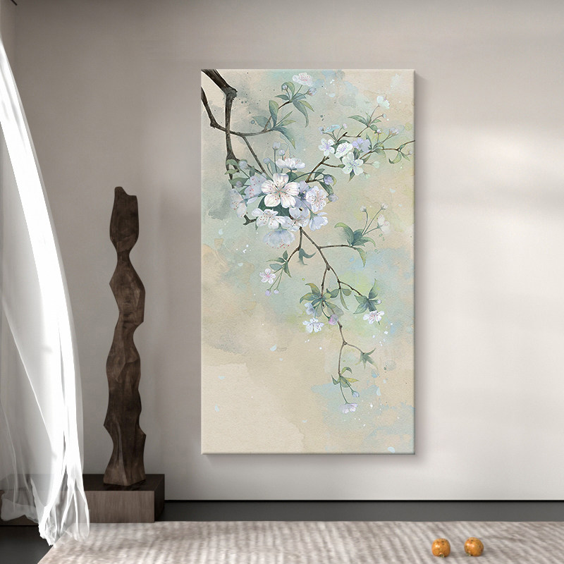 侘寂风梨花纯手绘油画玄关装饰画客厅餐厅抽象丙烯肌理画花卉挂画