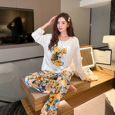 带胸垫2025年新款金丝绒睡衣女春秋季长袖可爱卡通秋冬家居服套装