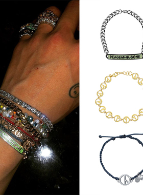 GD权志龙同款反战雏菊pmo字母手链peaceminusone可调节男女配饰潮