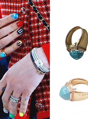 GD权志龙同款绿松石戒指小众设计潮牌高级感复古个性指环民族男女