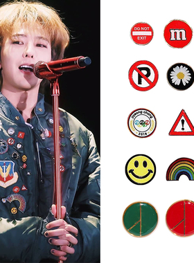 gd权志龙同款雏菊笑脸彩虹pmo标志反战标志数字徽章滴胶烤漆胸针