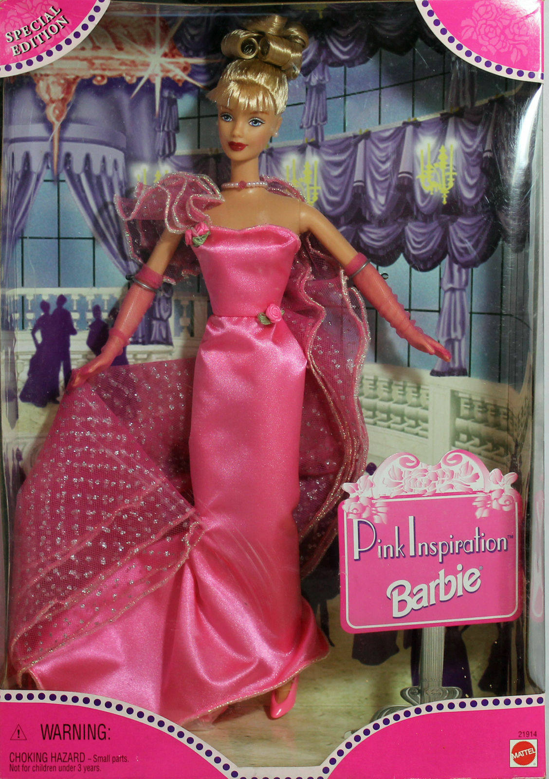 美国正品 pink inspiration barbie 1998 粉红晚宴礼服  芭比娃娃