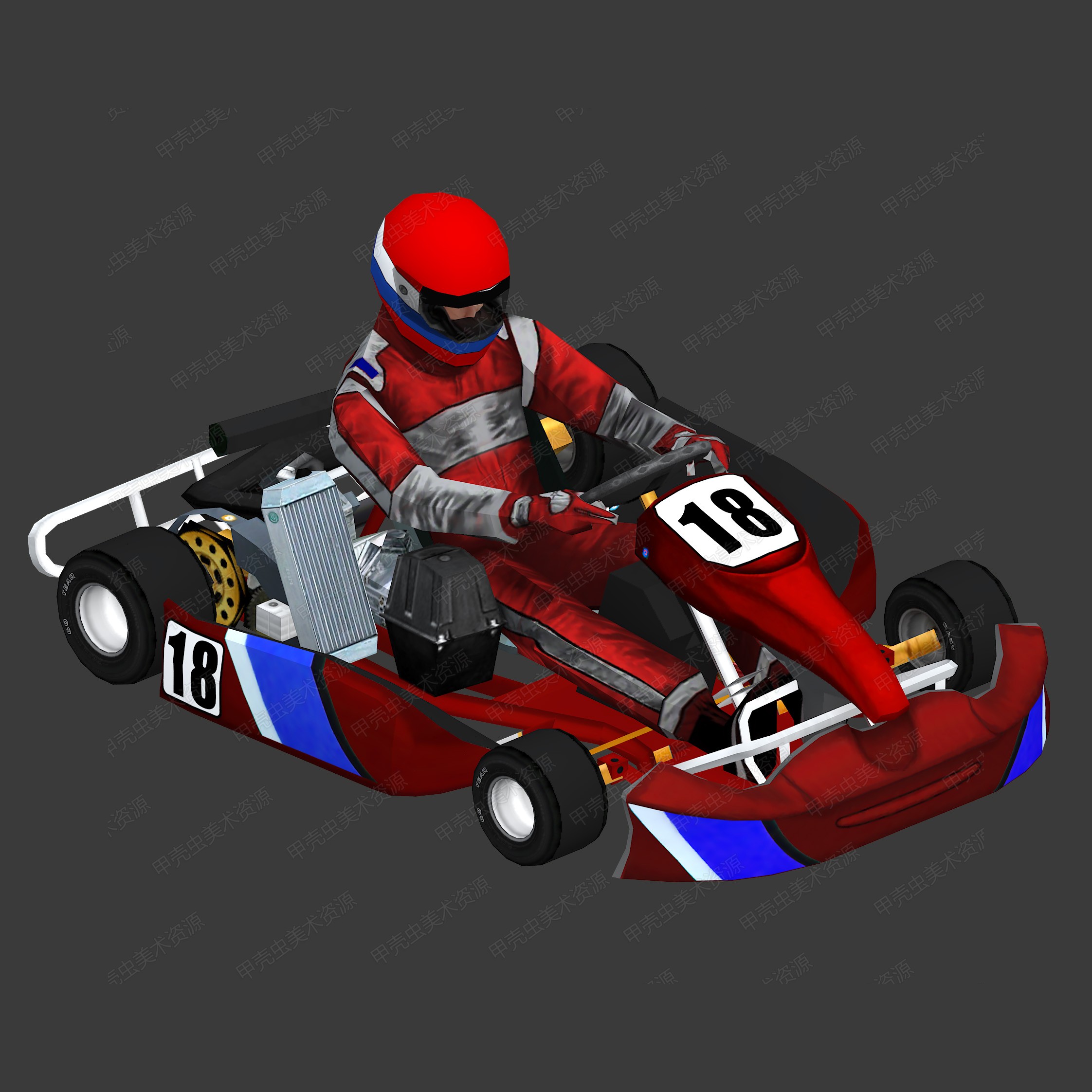 带贴图  角色卡丁车 赛车手 赛车服 头盔 赛车3Dmax模型u3d/Unity