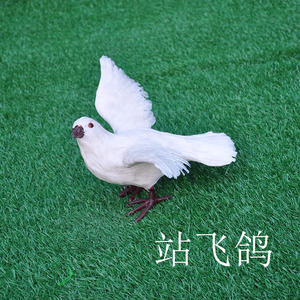 真羽毛仿真鸽子摆件模型婚庆道具展翅假鸽子装饰工艺品和平鸽玩具