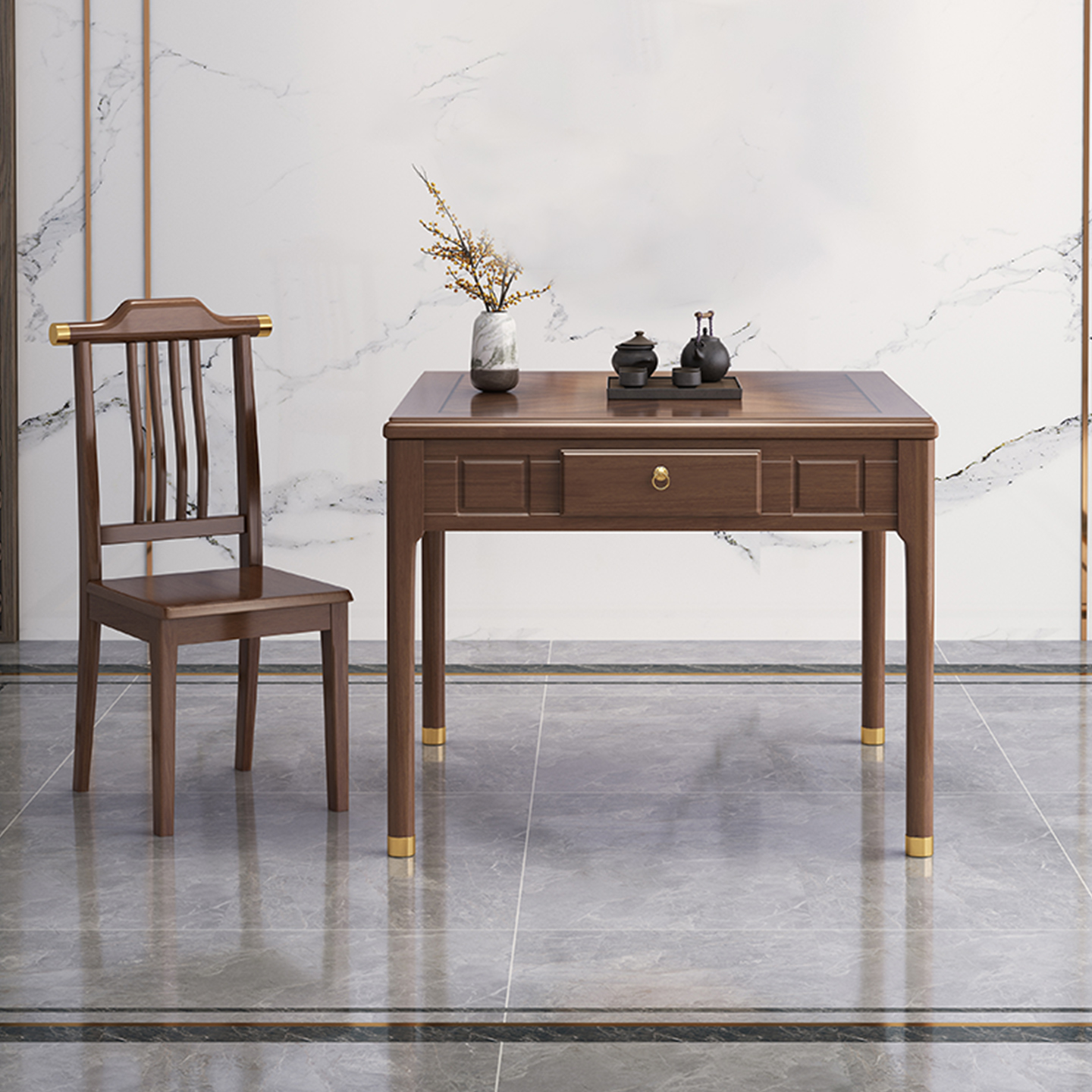 餐桌两用饭桌一体新中式麻将桌