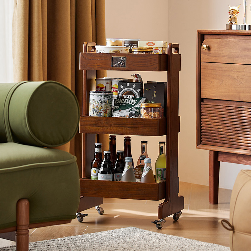 绿朵实木推车零食置物架客厅可移动沙发下午茶边几厨房果蔬收纳架,收纳整理,整理架/置物架/收纳架,淘宝优惠券,粉丝福利购,淘宝优惠卷