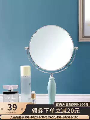 Dressing table European-style handheld makeup mirror Portable portable double-sided creative large HD folding desktop princess mirror