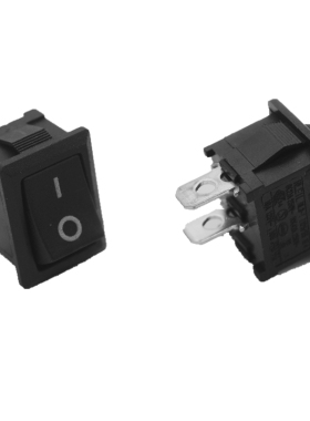 纯铜两脚ON-OFF船型开关15*21MM 250V6A翘板电源开关 黑色（5只）