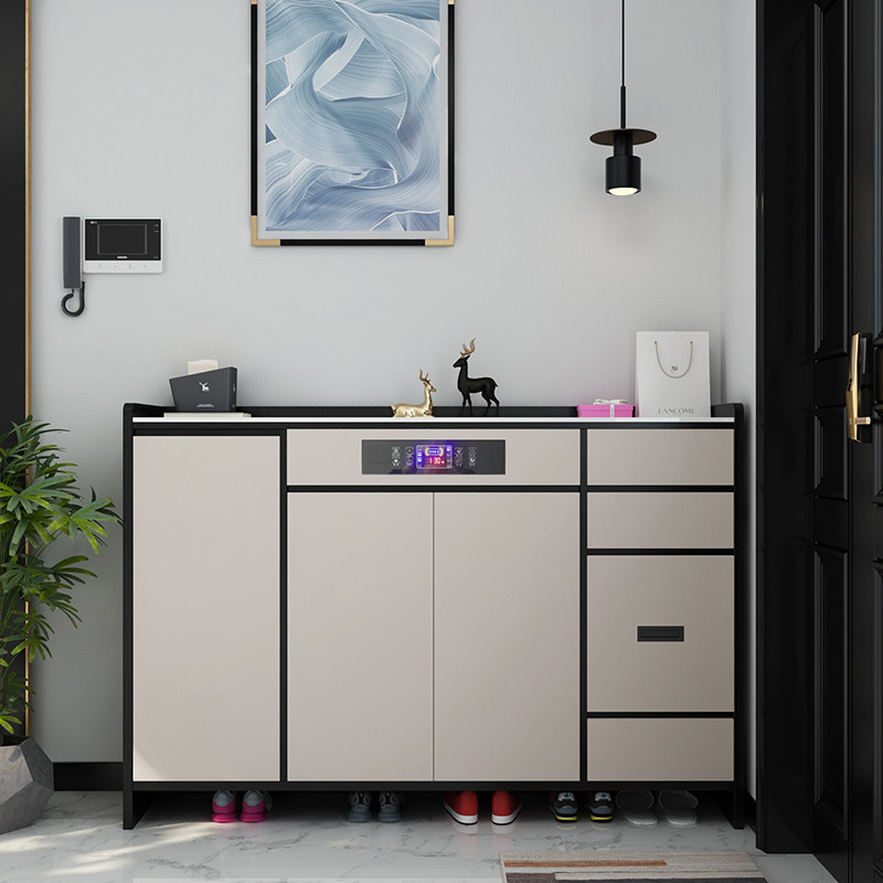 新型智能轻奢鞋柜入户杀菌除臭烘干香薰鞋厨岩板玄关柜换鞋凳定制