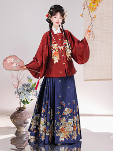 良辰记原创 鲤来运转 如鲤所愿 春款明制织金仿妆花马面裙刺绣