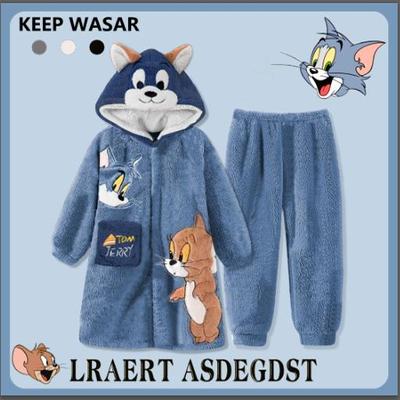 男童秋冬季加厚珊瑚绒浴袍