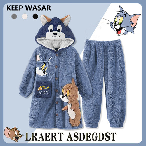 男童睡衣秋冬季珊瑚绒加厚款儿童家居服男孩法兰绒睡袍浴2024新款