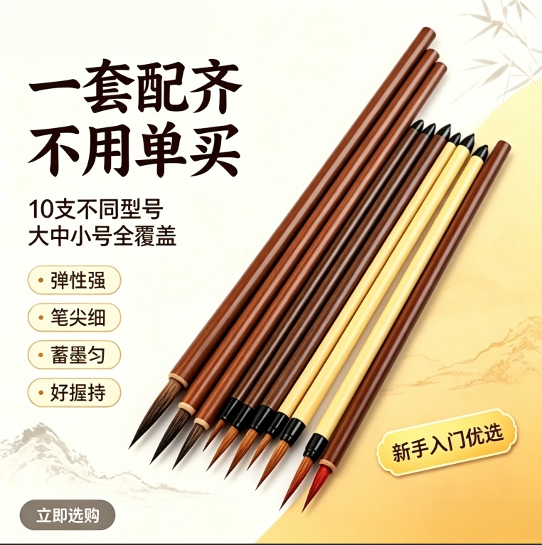 狼毫勾线笔10支套装蓄墨匀好握