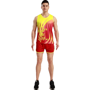 田径运动服套装长跑田径训练服马拉松背心男跑步比赛短跑田径背心