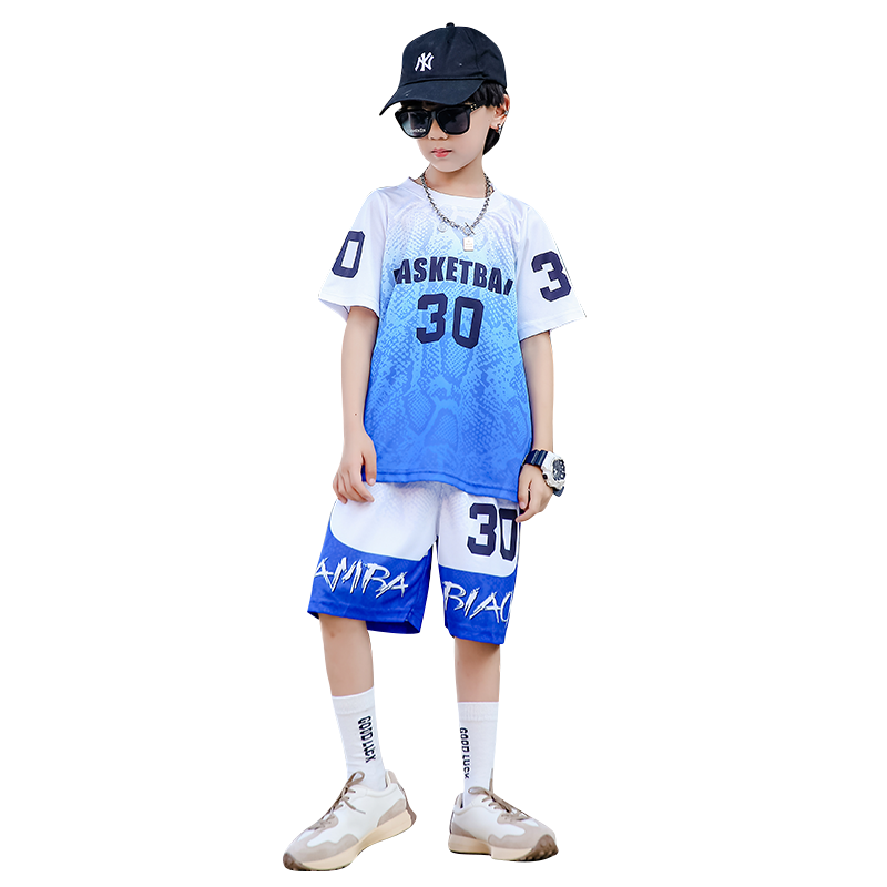 夏季球衣儿童篮球服套装男女童短袖速干比赛训练服男孩潮流运动服