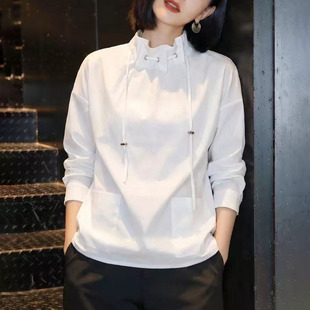 春夏白色立领衬衫 气质减龄宽松显瘦松弛感通勤上衣0325z 女士新款