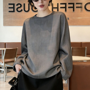 上衣0320z 宽松显瘦减龄洋气打底衫 春夏灰色套头衬衫 女士2026新款