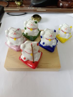 陶瓷招财猫香盘可爱香插日式线香香插
