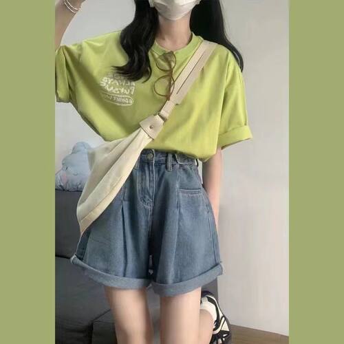 女大童夏季套装学生短袖牛仔短裤