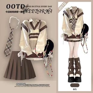 女童春秋毛衣套装2026新款12岁13中大童15学生洋气韩版小个子jk裙