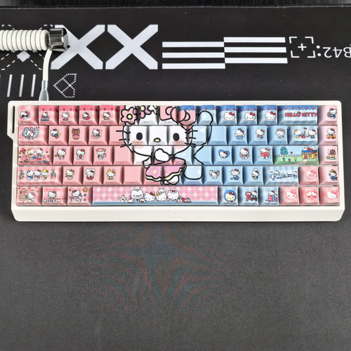 HelloKitty键帽粉色侧刻透光适配狼蛛hero68迈从Ace68美加狮MAD60