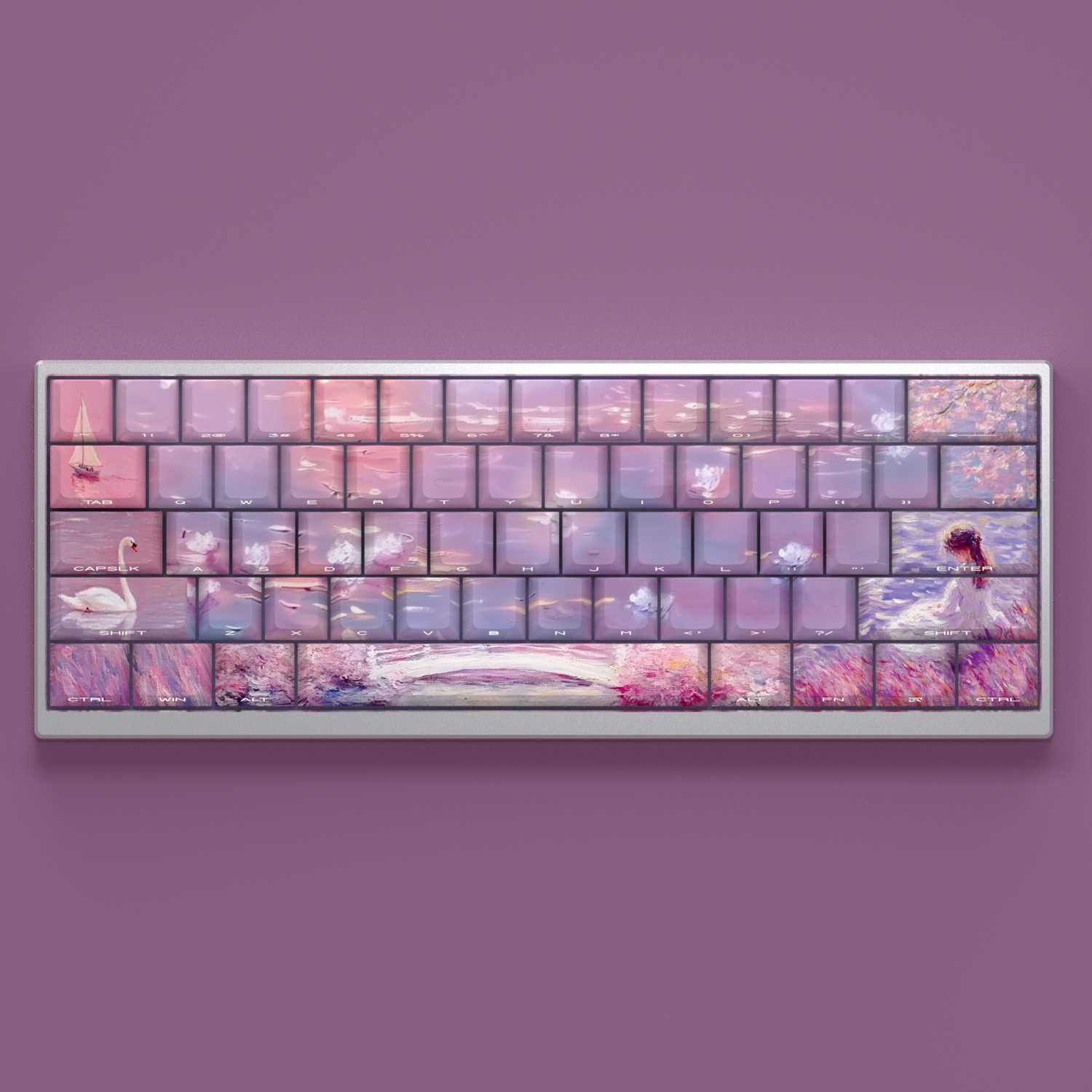 梦乐园键帽创意油画风PBT透光适配wooting小蜜蜂made68磁轴键盘