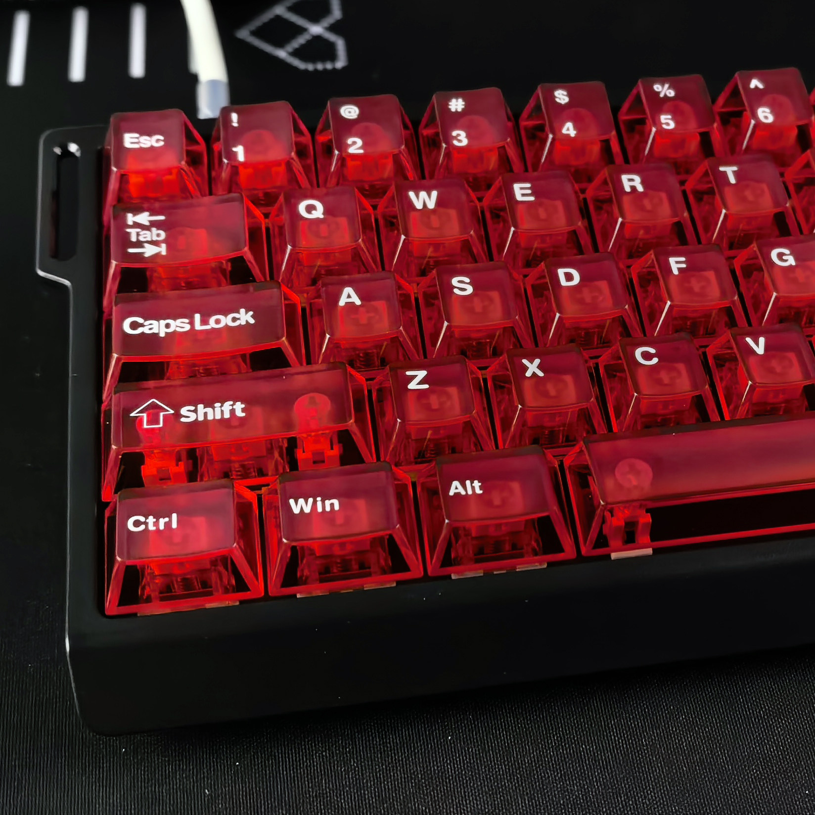 红色雾透键帽透明正刻适配美加狮MAD68魔导士迈从Ace68前行者X87